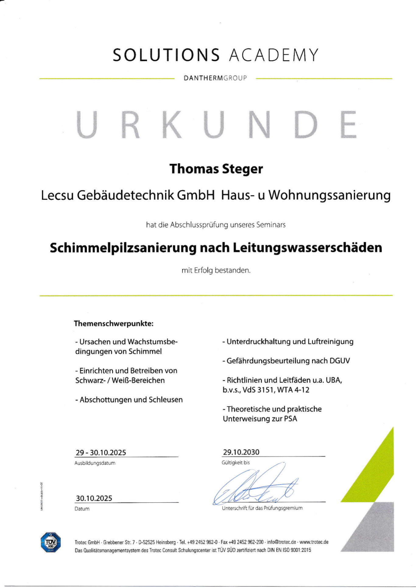 Schimmelpilz Sanierung